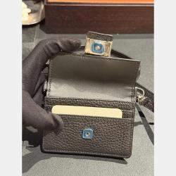 Pre Owned Fendi Black Micro Flat Baguette Cardholder With Strap