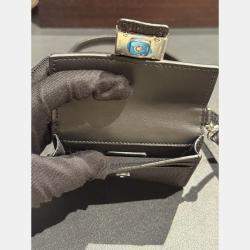 Pre Owned Fendi Black Micro Flat Baguette Cardholder With Strap