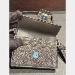 Pre Owned Fendi Black Micro Flat Baguette Cardholder With Strap