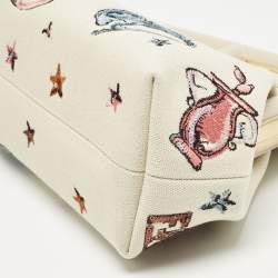 Pre Owned Fendi Light Beige Canvas Astrology Small First Shoulder Bag