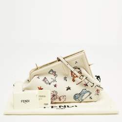 Pre Owned Fendi Light Beige Canvas Astrology Small First Shoulder Bag