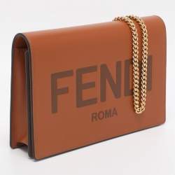 Pre Owned Fendi Brown Leather Medium Wallet On Chain