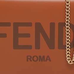 Pre Owned Fendi Brown Leather Medium Wallet On Chain