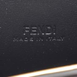 Pre Owned Fendi Blue FF Jacquard and Leather Nano Peekaboo Crossbody Bag