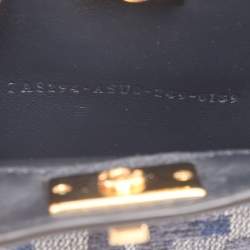 Pre Owned Fendi Blue FF Jacquard and Leather Nano Peekaboo Crossbody Bag