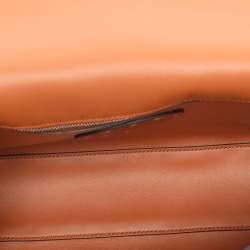 Pre Owned Fendi Brown Leather Metal Stitch Baguette Bag