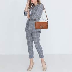 Pre Owned Fendi Brown Leather Metal Stitch Baguette Bag