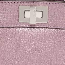 Pre Owned Fendi Purple Leather Nano Peekaboo Crossbody Bag