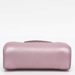 Pre Owned Fendi Purple Leather Nano Peekaboo Crossbody Bag