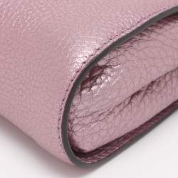 Pre Owned Fendi Purple Leather Nano Peekaboo Crossbody Bag