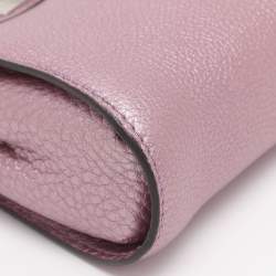 Pre Owned Fendi Purple Leather Nano Peekaboo Crossbody Bag