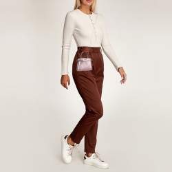 Pre Owned Fendi Purple Leather Nano Peekaboo Crossbody Bag