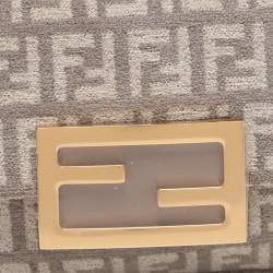 Pre Owned Fendi Beige Zucchino Velvet Phone Baguette Bag