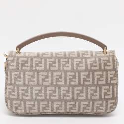 Pre Owned Fendi Beige Zucchino Velvet Phone Baguette Bag