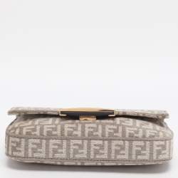 Pre Owned Fendi Beige Zucchino Velvet Phone Baguette Bag