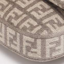 Pre Owned Fendi Beige Zucchino Velvet Phone Baguette Bag