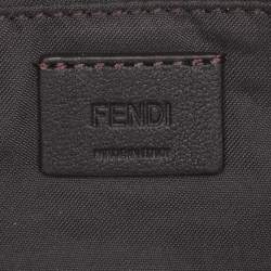 Pre Owned Fendi Beige Zucchino Velvet Phone Baguette Bag