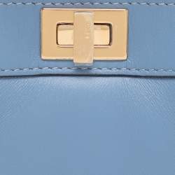 Pre Owned Fendi Blue Leather Nano Peekaboo Crossbody Bag