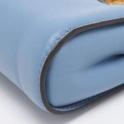 Pre Owned Fendi Blue Leather Nano Peekaboo Crossbody Bag