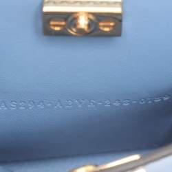Pre Owned Fendi Blue Leather Nano Peekaboo Crossbody Bag