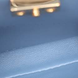 Pre Owned Fendi Blue Leather Nano Peekaboo Crossbody Bag