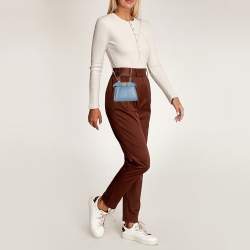 Pre Owned Fendi Blue Leather Nano Peekaboo Crossbody Bag