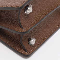 Pre Owned Fendi Brown Stitch Selleria Leather Petite Peekaboo ISeeU Top Handle Bag