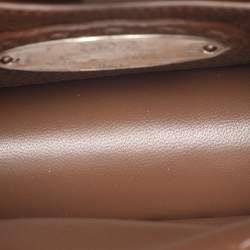 Pre Owned Fendi Brown Stitch Selleria Leather Petite Peekaboo ISeeU Top Handle Bag