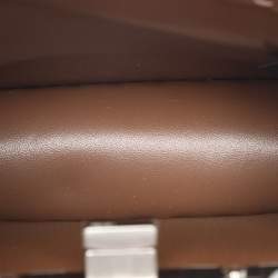 Pre Owned Fendi Brown Stitch Selleria Leather Petite Peekaboo ISeeU Top Handle Bag