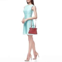 مملوكة مسبقًا حقيبة يد علوية فندي بيكابو آيسي يو بتيت جلد سيليريا أحمر