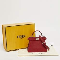 مملوكة مسبقًا حقيبة يد علوية فندي بيكابو آيسي يو بتيت جلد سيليريا أحمر