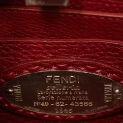 مملوكة مسبقًا حقيبة يد علوية فندي بيكابو آيسي يو بتيت جلد سيليريا أحمر