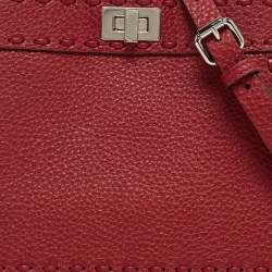 مملوكة مسبقًا حقيبة يد علوية فندي بيكابو آيسي يو بتيت جلد سيليريا أحمر