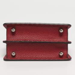 مملوكة مسبقًا حقيبة يد علوية فندي بيكابو آيسي يو بتيت جلد سيليريا أحمر