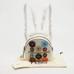 Pre Owned Fendi Flowerland White Leather Backpack