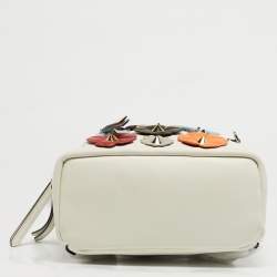 Pre Owned Fendi Flowerland White Leather Backpack