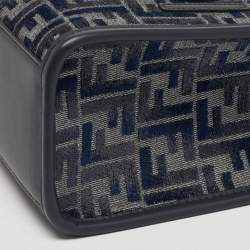 Pre Owned حقيبة يد توتس فندي شمسي نسيج منقوش FF أزرق بحري وجلد صغيرة