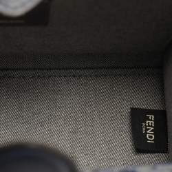 Pre Owned حقيبة يد توتس فندي شمسي نسيج منقوش FF أزرق بحري وجلد صغيرة