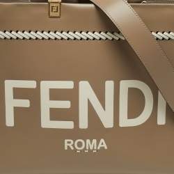 مملوكة مسبقًا حقيبة يد توتس فندي جلد بيج/أبيض متوسط صن شاين ويبستيتش