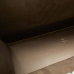 مملوكة مسبقًا حقيبة يد توتس فندي جلد بيج/أبيض متوسط صن شاين ويبستيتش