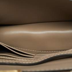 Pre Owned Fendi Baguette Beige FF Jacquard Denim Wallet On Chain