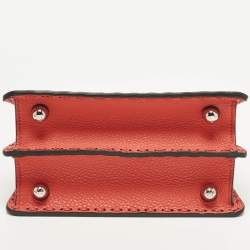 Pre Owned Fendi Peekaboo ISeeU Petite Red Selleria Leather Top Handle Bag