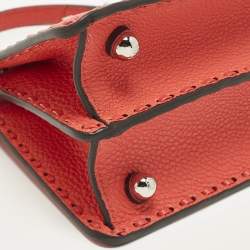 Pre Owned Fendi Peekaboo ISeeU Petite Red Selleria Leather Top Handle Bag