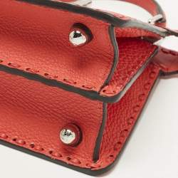 Pre Owned Fendi Peekaboo ISeeU Petite Red Selleria Leather Top Handle Bag