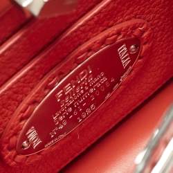 Pre Owned Fendi Peekaboo ISeeU Petite Red Selleria Leather Top Handle Bag