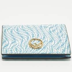 مملوكة مسبقًا Fendi F is Fendi Blue/White Vertigo Leather Bifold Wallet
