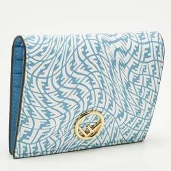 مملوكة مسبقًا Fendi F is Fendi Blue/White Vertigo Leather Bifold Wallet