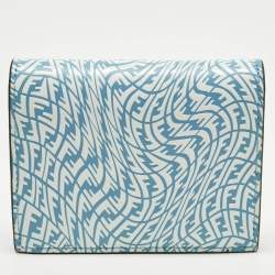 مملوكة مسبقًا Fendi F is Fendi Blue/White Vertigo Leather Bifold Wallet