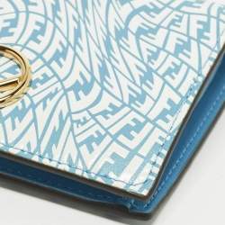 مملوكة مسبقًا Fendi F is Fendi Blue/White Vertigo Leather Bifold Wallet