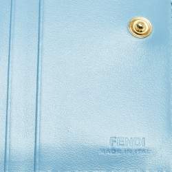 مملوكة مسبقًا Fendi F is Fendi Blue/White Vertigo Leather Bifold Wallet